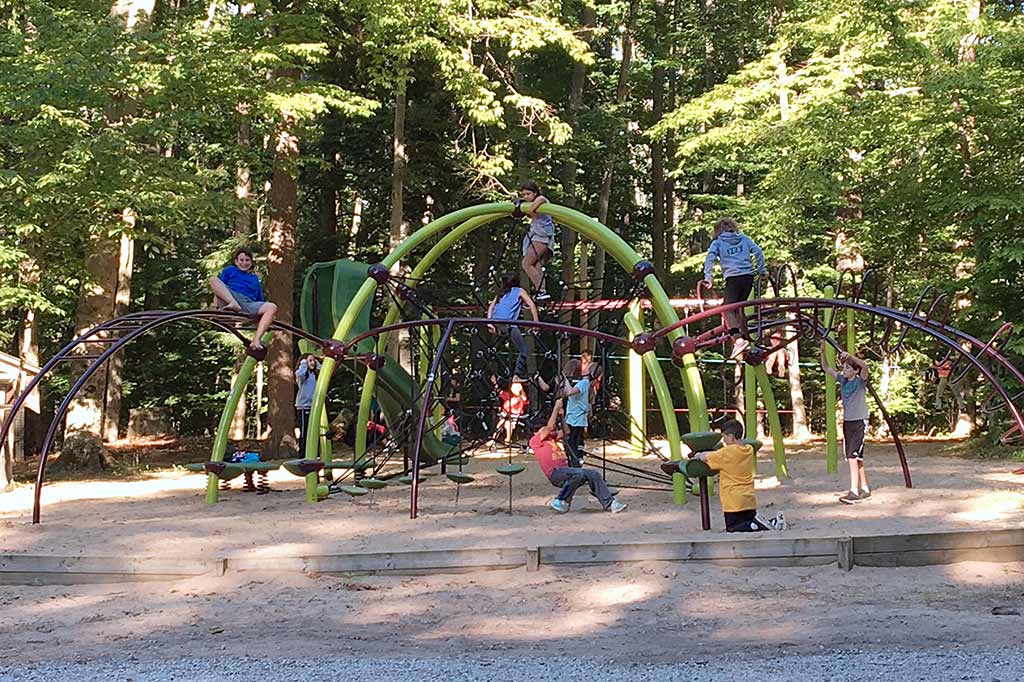 Children on the playground in nature.
